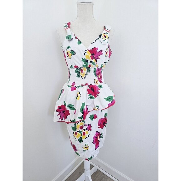 Choon Dresses & Skirts - Choon California Cotton Vintage Floral Sleeveless Tiered White Pink Dress 6 XS S